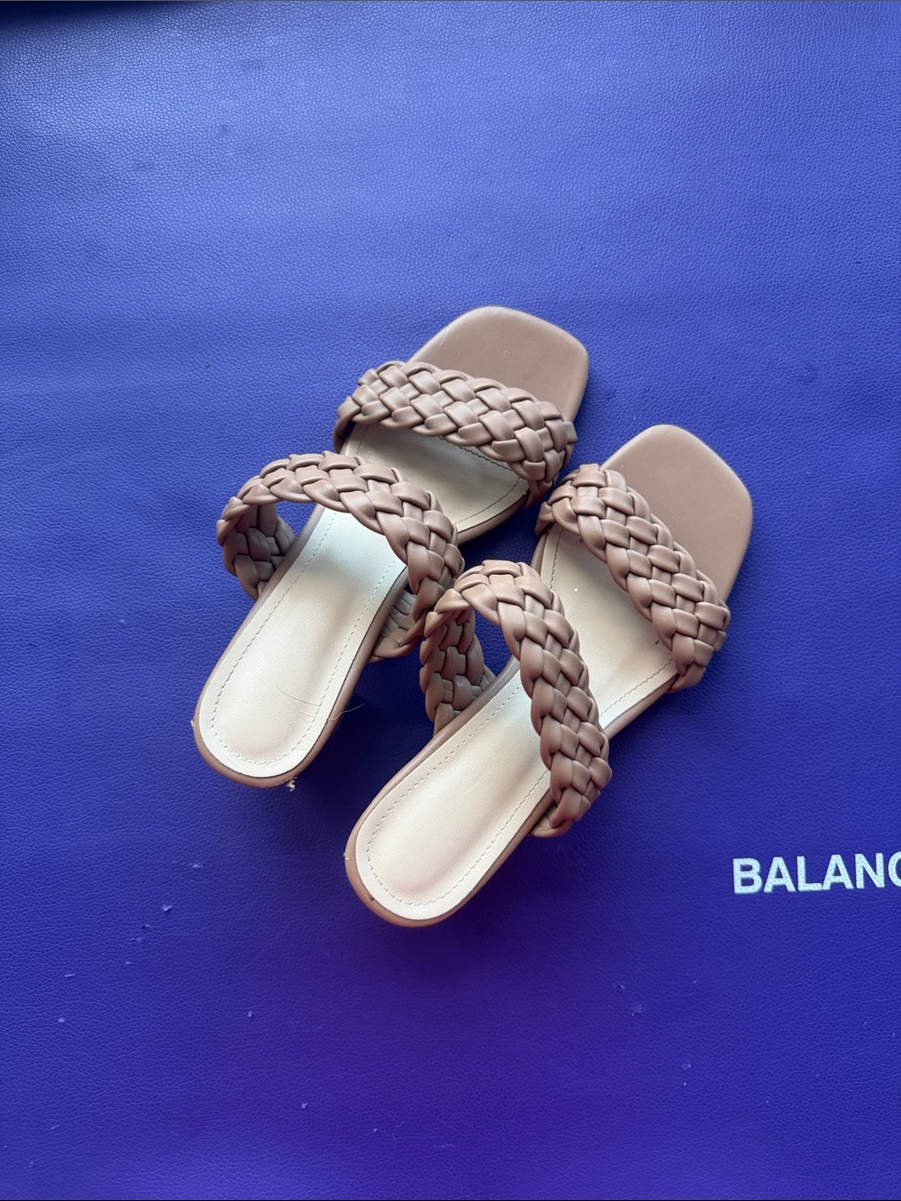 Braided Double-Strap Slide Sandals - Tan